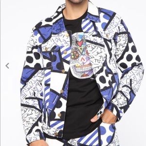 Men’s all over denim print denim jacket